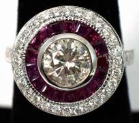 Fun Diamond & Ruby Target Ring in 14KT White Gold