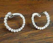 Unique Front-Back Style Diamond Hoop Earrings