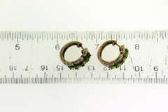 Vintage Sterling Silver Green Stone Half a moon Earrings