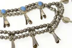 Sterling Silver Native American Turquoise Squash Blossom Necklace