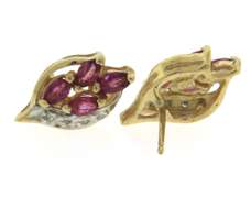 Elegant 14kt YG Marquise Cut Ruby and Diamond Accent Flame Earrings