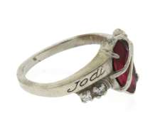 Beautiful White Gold Red Stone Cocktail Ring