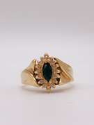 14kt Solid Yellow Gold, Blue Sapphire, & Diamond Ring