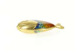14K Yellow Gold Rainbow Enamel Fish Puffy Retro Charm/Pendant