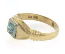 Handsome Yellow Gold Blue Zircon Gents' Ring