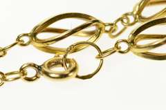 18K Yellow Gold Retro Turquoise Twist Link Statement Chain Necklace