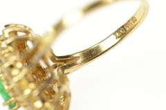 14K Yellow Gold 0.58 Ctw Marquise Emerald Diamond Halo Ring