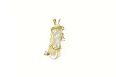 14K Yellow Gold Ornate Rough Pearl Diamond Statement Pendant
