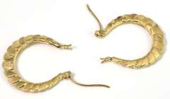 Neat Textured Hoop Earrings in Yellow Gold