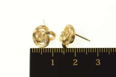 14K Yellow Gold Textured Twist Knot Diamond Retro Stud Earrings
