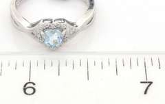 Precious Sweet Heart Cut Aquamarine & Diamond Ring in Sterling Silver