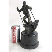 Hot Cast Sport Trophy Young Man Playing Ski Bronze Museum Quality Artwork figure