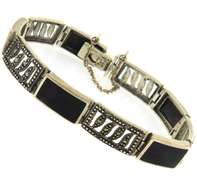 Sterling Silver Black Onyx Marcasite Bracelet