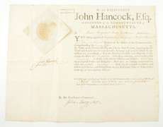 1792 John Hancock Signed Military Appt Moses Sergeant Moody Gentleman - LOA