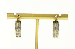 10K Yellow Gold Diamond Inset Classic Statement Hoop Earrings