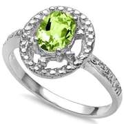 3/4 CT PERIDOT & DIAMOND STERLING SILVER RING