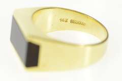 14K Yellow Gold Black Onyx Squared Inlay Retro Statement Ring