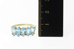 10K Yellow Gold Five Stone Marquise Blue Topaz Statement Ring