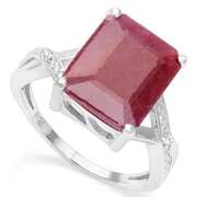 STERLING SILVER OCT 10*12 MM RUBY & DIAMOND RING
