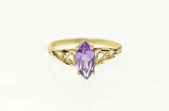 10K Yellow Gold Marquise Scroll Filigree Statement Ring