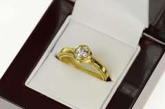 14K Yellow Gold 0.44 Ct Diamond Solitaire Ornate Engagement Ring