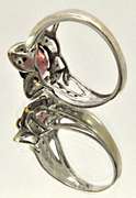 14K WHITE GOLD PINK TOURMALINE AND CZ RING WITH YELLOW