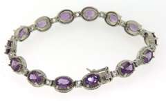 Sterling Silver Oval Amethyst Tennis Bracelet