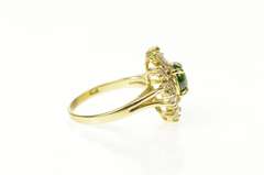 14K Yellow Gold Syn. Emerald Cubic Zirconia Halo Cocktail Ring