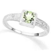 SUPERB ! 3/5 GREEN AMETHYST STERLING SILVER RING