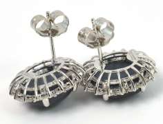 Dazzling Star Sapphire & Diamond Earrings in 14KT White Gold