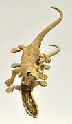 14K GOLD LIZARD BROOCH WITH EMERALDS