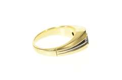 14K Yellow Gold Oval Sapphire Diamond Accent Men's Ring