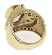 Graceful Yellow Gold Oval Morganite and Diamond Ring