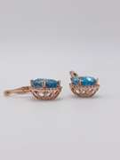 14kt Gold Blue Topaz & Diamond Earrings