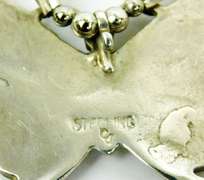 Signed Navajo Large Sterling Gemstone Butterfly Necklace