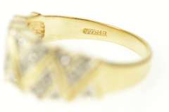 14K Yellow Gold Zig Zag Pave Diamond Statement Band Ring