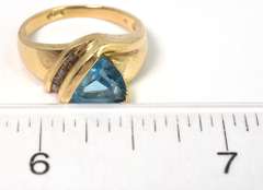 Futuristic Blue Topaz Ring in Yellow Gold