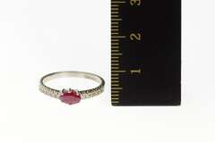 14K White Gold Oval Ruby Diamond Inset Engagement Ring