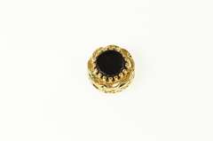 10K Yellow Gold Black Onyx Round Swirl Slide Bracelet Charm/Pendant