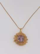14kt Solid Gold & Amethyst Pendant Necklace