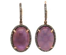 Lovely 14kt RG Amethyst, MOP, and Diamond Earrings