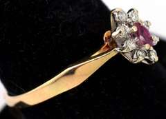 Dainty Ruby & Diamond Ring in 14KT Yellow Gold