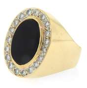 Remarkable Yellow Gold Black Onyx and Diamond Men's Ring