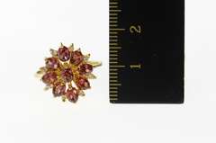 14K Yellow Gold Oval Garnet Diamond Statement Cocktail Ring