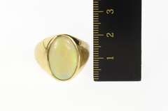14K Yellow Gold Retro Ornate Natural Opal Statement Ring