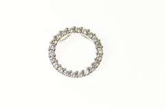 14K White Gold Round Cubic Zirconia Circle Classic Journey Pendant
