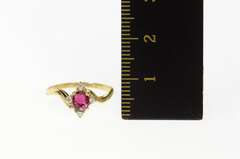 14K Yellow Gold Oval Natural Ruby Diamond Bypass Engagement Ring