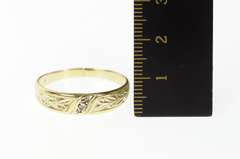 14K Yellow Gold Men's Retro Diamond Floral Wedding Band Ring