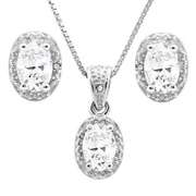 2 CARAT WHITE TOPAZ & DIAMOND STERLING SILVER JEWELRY SET