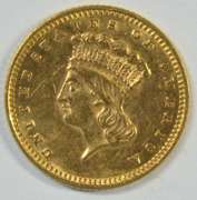 Lustrous 1874 US Type 3 $1 Gold Piece. Flashy